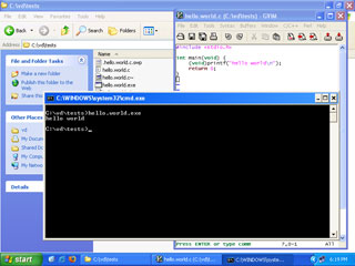 video downloader programming environment screenshot - vim, gcc, hello world