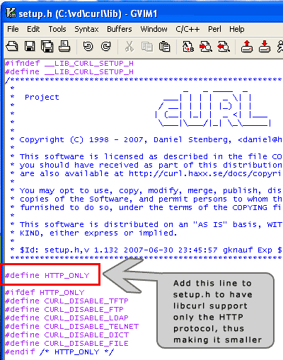 modifying libcurl to make it support HTTP only!