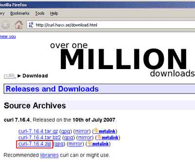 download libcurl for windows
